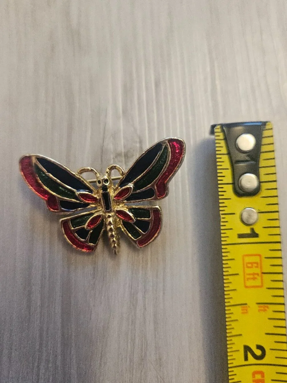 Vintage Colorful Enamel Butterfly Brooch Pin Gold Tone